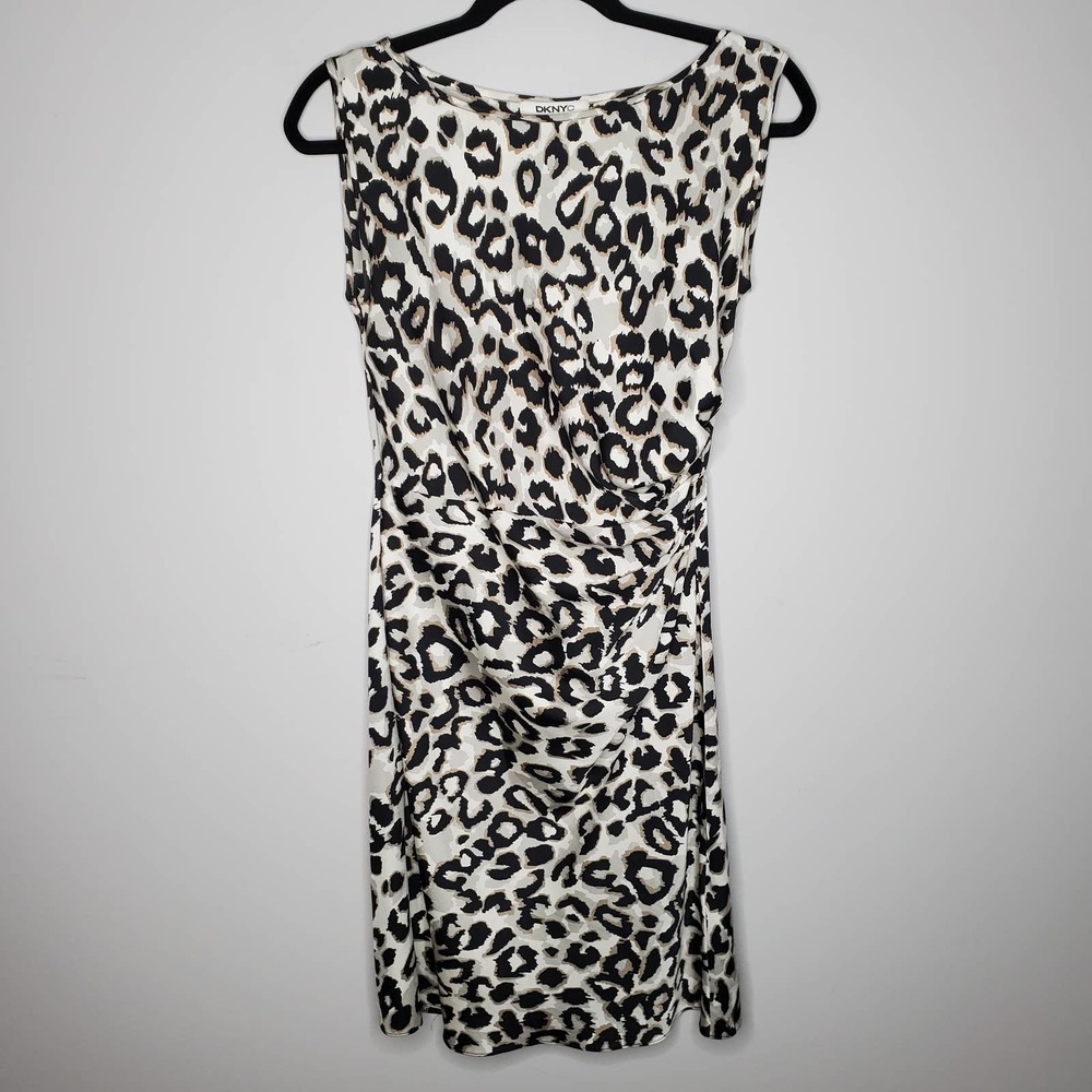 DKNYC Grey Black Tan Animal Print Sleeveless Mini Dress Sz 2 - Picture 1 of 7